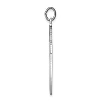 Sterling Silver Platinum-plated Brushed & Polished Enml Black Cross Pendant