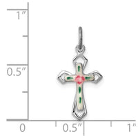 Sterling Silver Platinum-plated with Enamel Cross Pendant