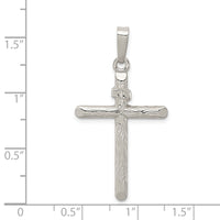 Sterling Silver Polished and Textured INRI Cross Pendant