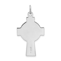 Sterling Silver Platinum-plated Polished Epoxy Irish Cross Pendant