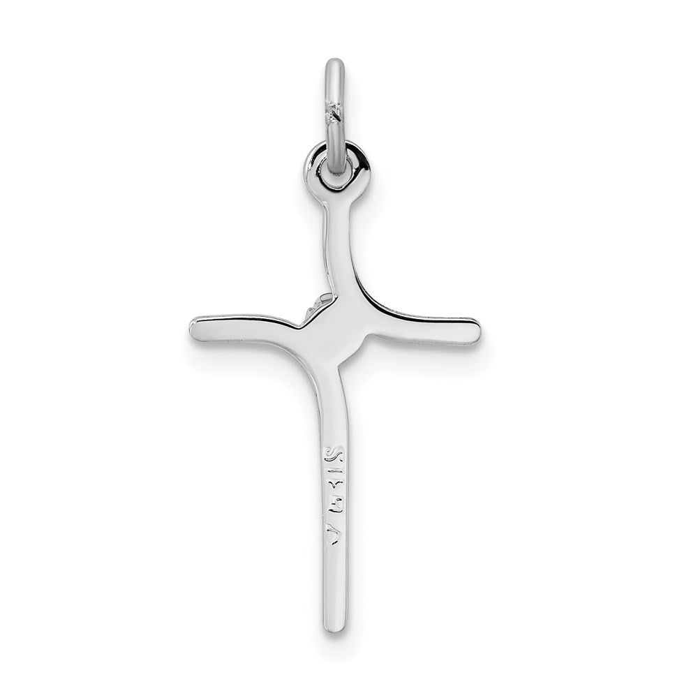 Sterling Silver Platinum-plated Cross with CZ Center Pendant