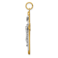Sterling Silver Platinum-plated Satin/Polished Vermeil Corpus Cross Pendant