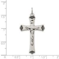 Sterling Silver Antiqued Satin Halo and Corpus Cross Pendant