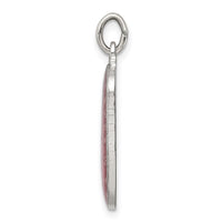 Sterling Silver Pink Enamel Square St. Christopher Medal Pendant