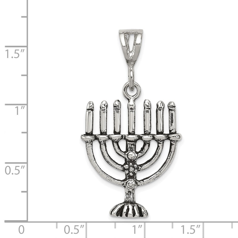 Sterling Silver Antiqued Menorah Charm