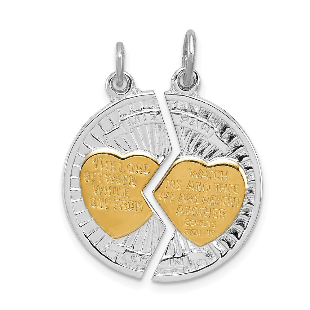 Sterling Silver Platinum-plated & Gold-plated Polished Mizpah 2-piece Penda