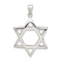 Sterling Silver Rhodium-plated Puffed Star of David Pendant