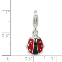Sterling Silver Black/Red Enameled Ladybug Charm with Lobster Clasp