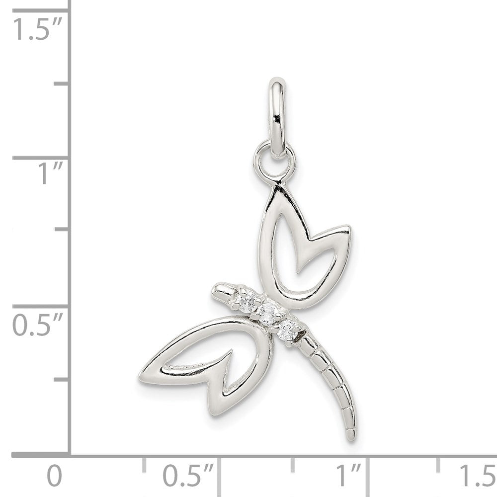 Sterling Silver With CZ Dragonfly Pendant