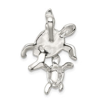 Sterling Silver Rhodium-plated Blue Inlay Created Opal Turtle Slide