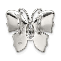 Sterling Silver Rhodium- plated Inlay Blue Created Opal Butterfly Pendant