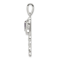 Sterling Silver Rhodium-plated Created Opal Dragonfly Amethyst Pendant
