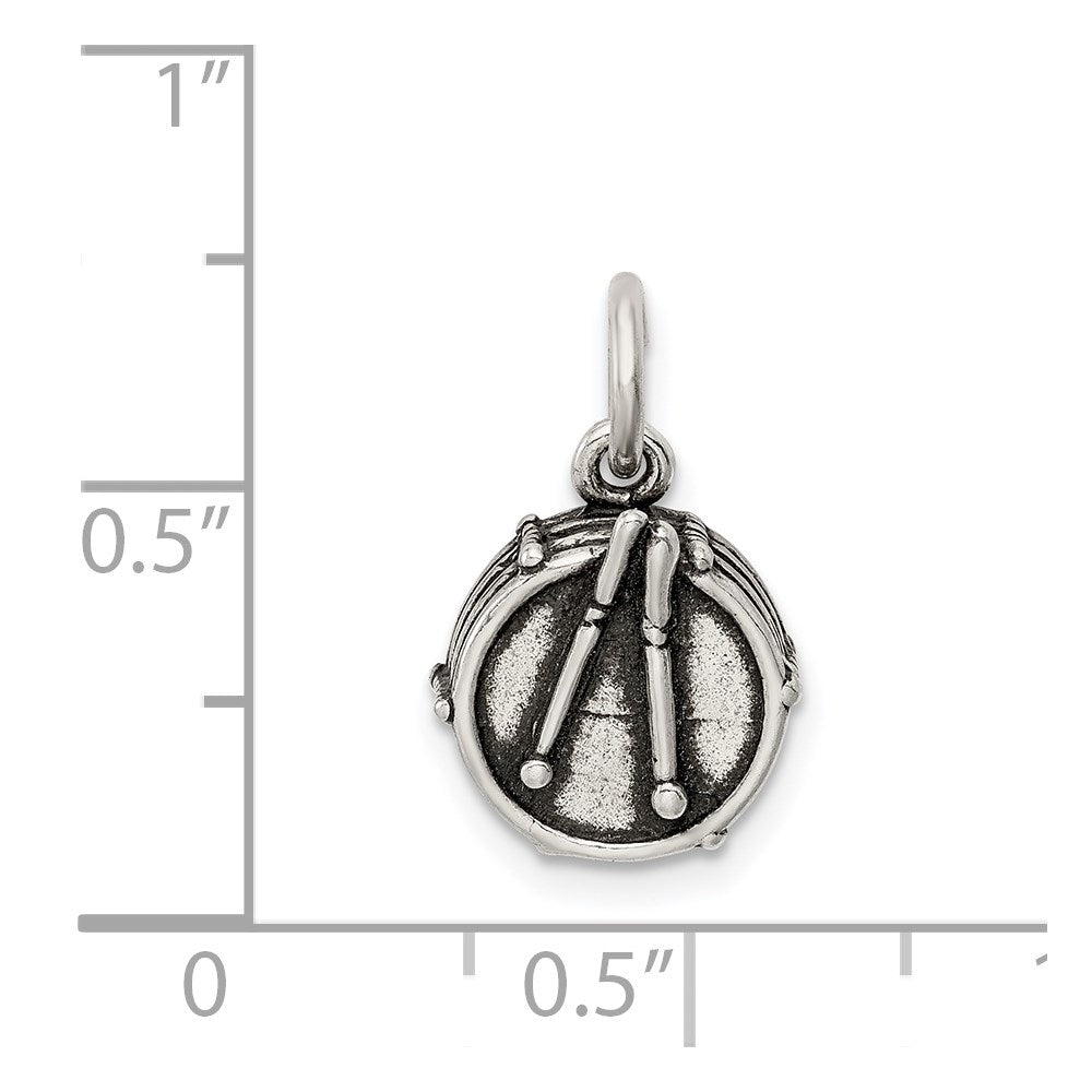 Sterling Silver Antiqued Drum Charm