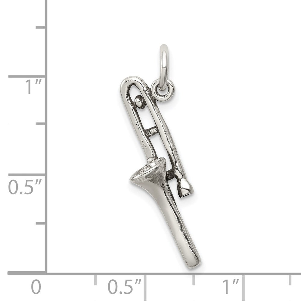 Sterling Silver Antiqued Trombone Charm
