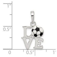 Sterling Silver Polished Enamel Love Soccer Pendant