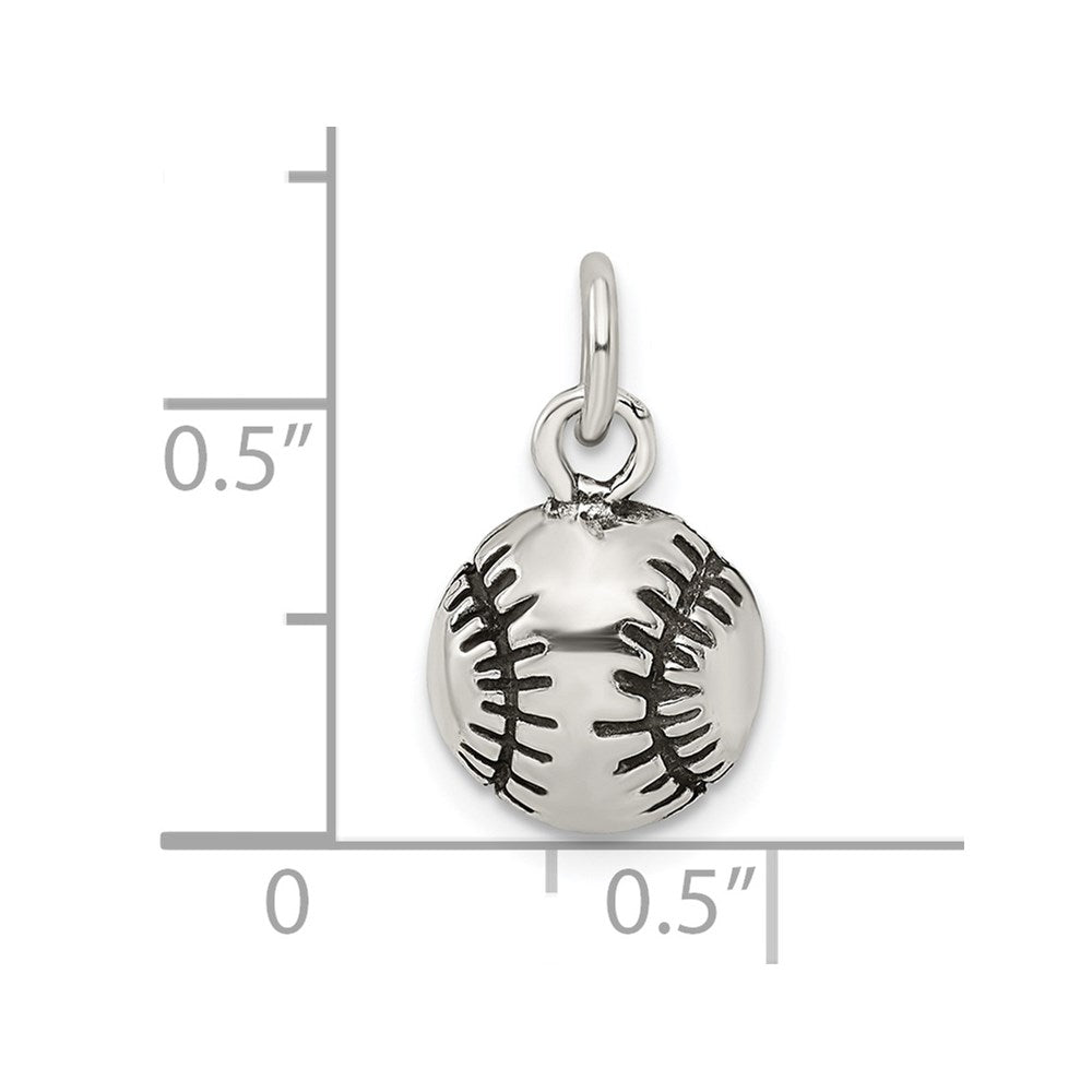 Sterling Silver Antiqued Baseball Charm
