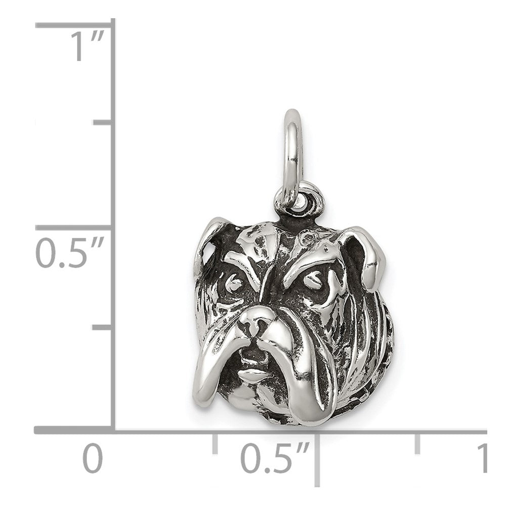 Sterling Silver Antiqued Bull Dog Charm
