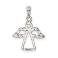 Sterling Silver Rhodium-plated Angel with CZ Wings Pendant