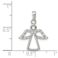 Sterling Silver Rhodium-plated Angel with CZ Wings Pendant