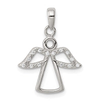 Sterling Silver Rhodium-plated Angel with CZ Wings Pendant