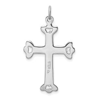 Sterling Silver Platinum-plated Polished Vermeil Budded Cross Pendant