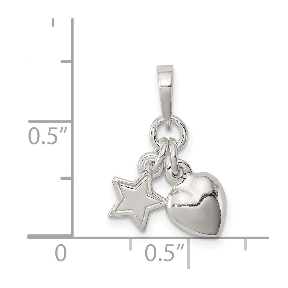Sterling Silver Heart and Star Pendant