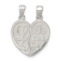 Sterling Silver Polished Mini I Love You Break Apart Heart Pendant