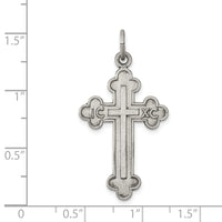 Sterling Silver Antiqued, Textured and Brushed Latin Cross Pendant