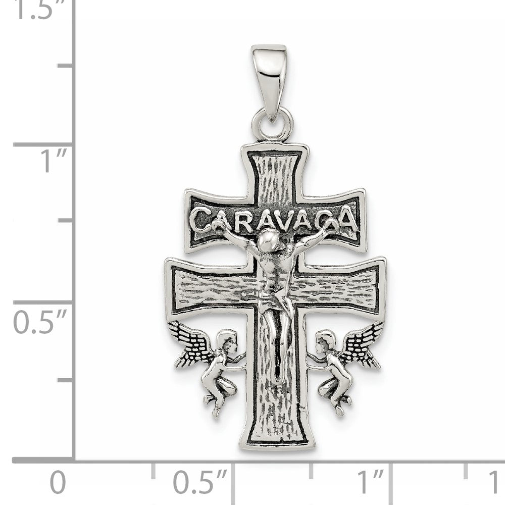 Sterling Silver Antiqued Mini Caravaca Crucifix Pendant