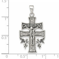 Sterling Silver Antiqued Mini Caravaca Crucifix Pendant