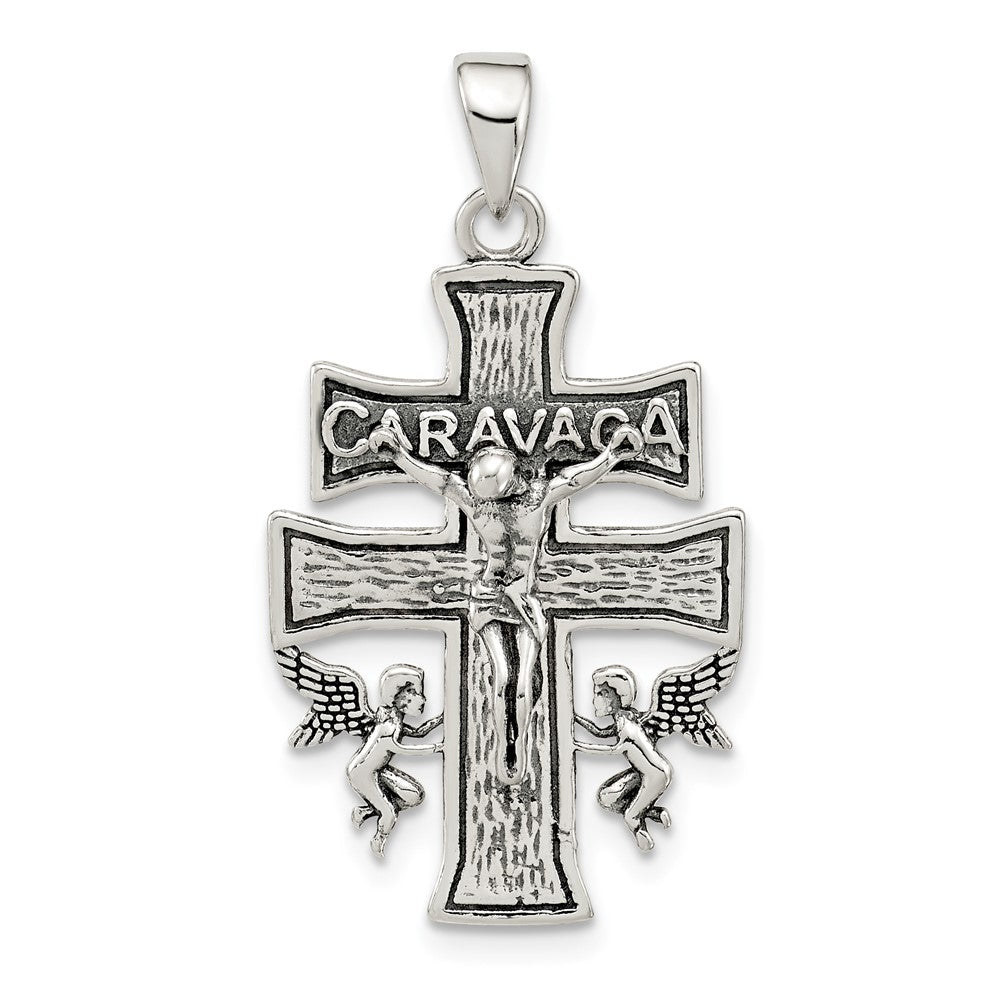 Sterling Silver Antiqued Mini Caravaca Crucifix Pendant
