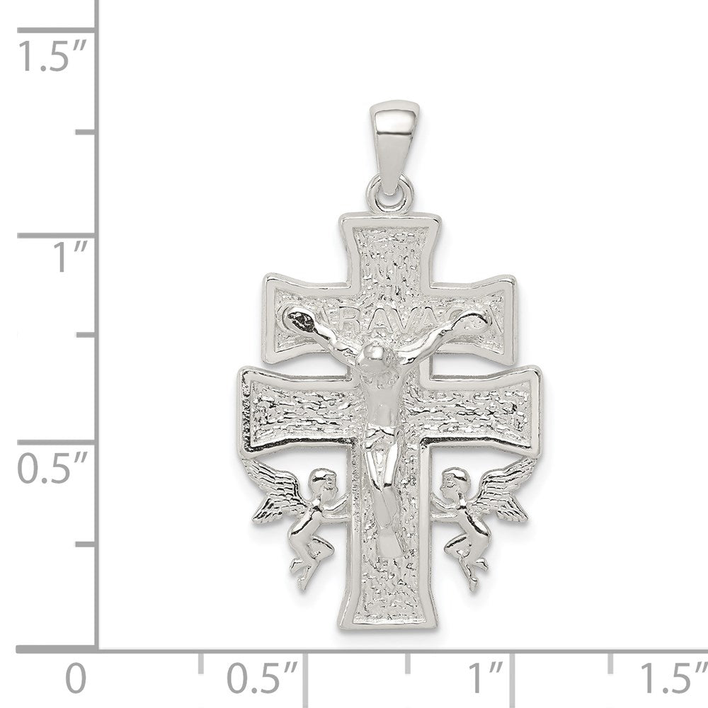 Sterling Silver Polished Mini Caravaca Crucifix Pendant