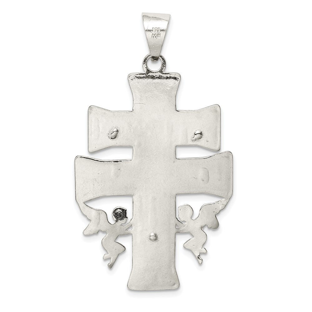 Sterling Silver Polished Large Caravaca INRI Crucifix Cross Pendant