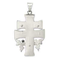 Sterling Silver Polished Large Caravaca INRI Crucifix Cross Pendant