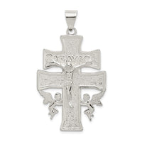 Sterling Silver Polished Large Caravaca INRI Crucifix Cross Pendant