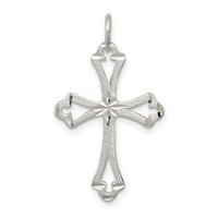 Sterling Silver Textured Diamond-cut Laser-Cut Cross Pendant