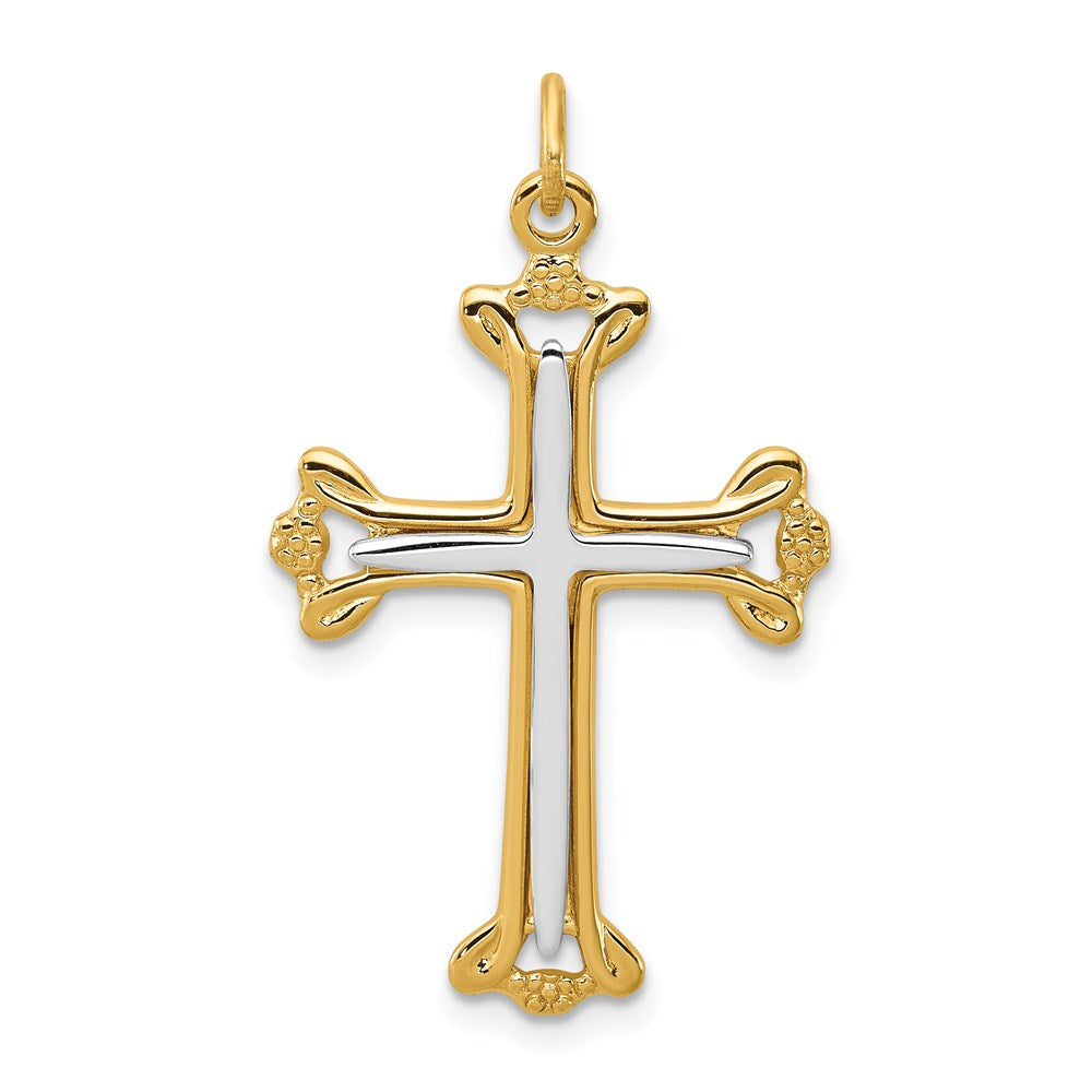 Sterling Silver Platinum-plated & Gold-tone Cross Pendant