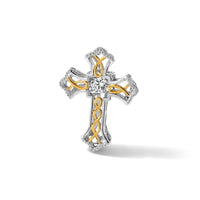 Sterling Silver Platinum-plated Plshed Gold-plated Vibrant CZ Cross Pendant