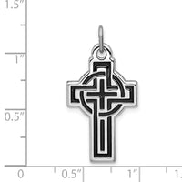 Sterling Silver Platinum-plated & Black Platinum Design Cross Pendant