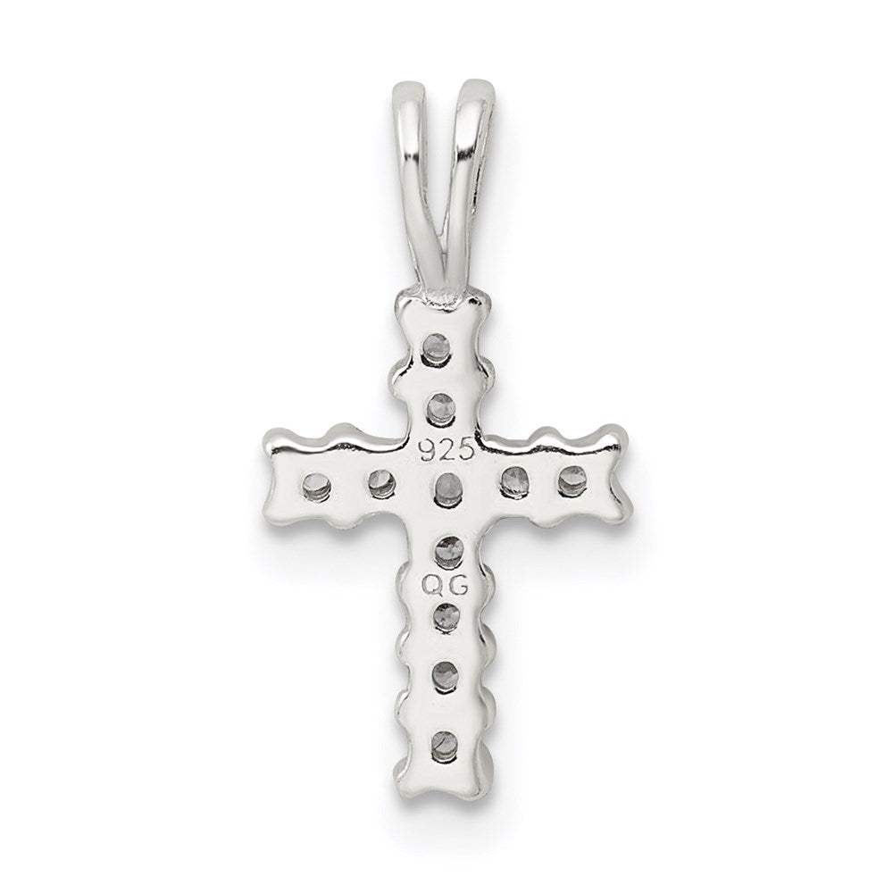 Sterling Silver Polished CZ Cross Pendant