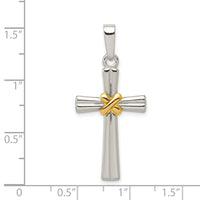 Sterling Silver & Gold-plated Polished Latin Cross Pendant