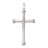 Sterling Silver Polished Textured Hollow Crucifix Pendant