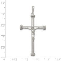 Sterling Silver Polished Textured Hollow Crucifix Pendant