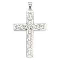 Sterling Silver Polished Beaded Filigree Crucifix Pendant