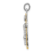 Sterling Silver Platinum-plated & Gold-tone INRI Crucifix Cross Pendant