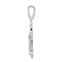 Sterling Silver Polished Textured Crucifix Pendant