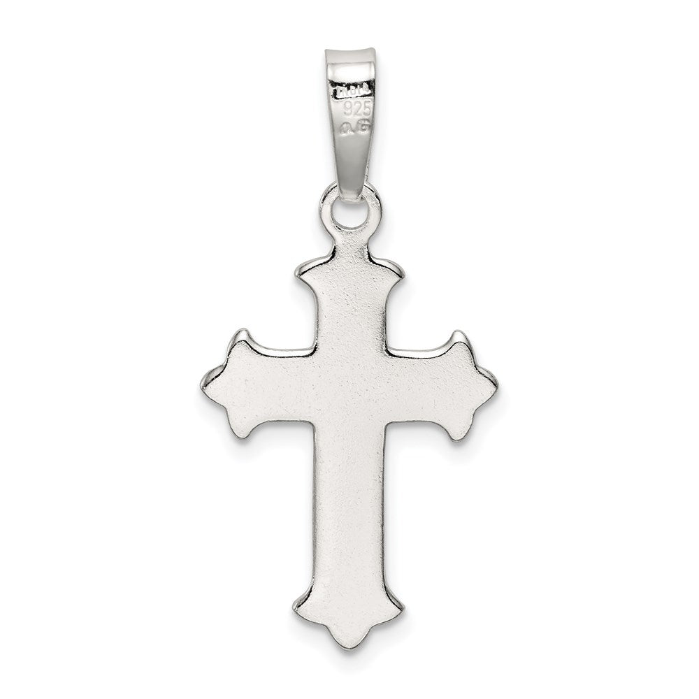Sterling Silver Polished Textured Crucifix Pendant