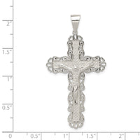 Sterling Silver Polished Filigree Cross Crucifix Pendant