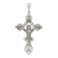 Sterling Silver Antiqued Large INRI Crucifix Pendant