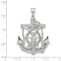Sterling Silver Polished Mariner Crucifix Pendant